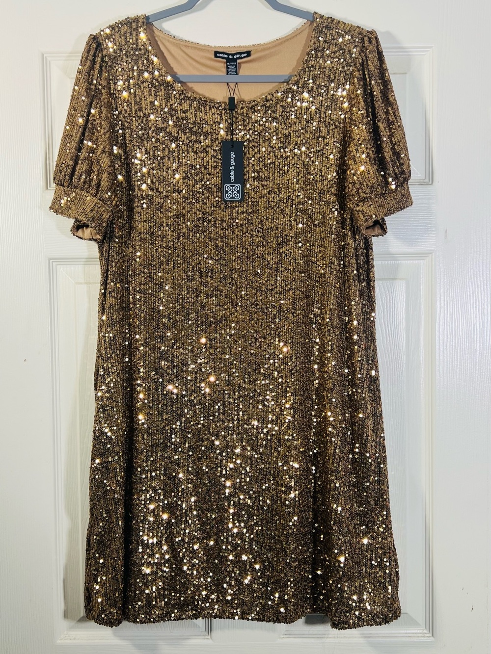 Women's XL Gold Shimmer Sequence Dress